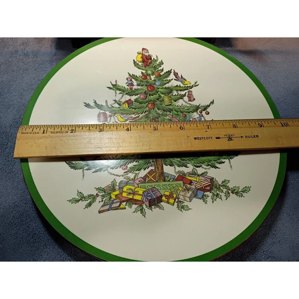 Pimpernel England Christmas Tree Cork Back Placemats Set of 6 Round 10